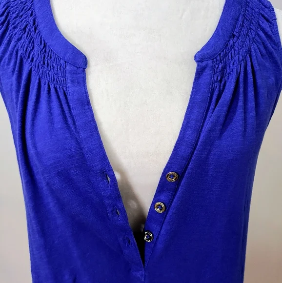 Lilly Pulitzer Esse Royal Blue Sleeveless Midi Shift Dress w/ Button Detail in M - Picture 6 of 10